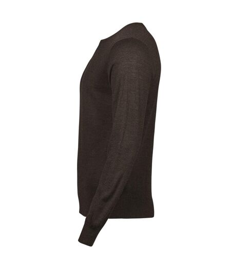 Mens Merino Blend Crew Neck Sweatshirt Mocha Tee Jays