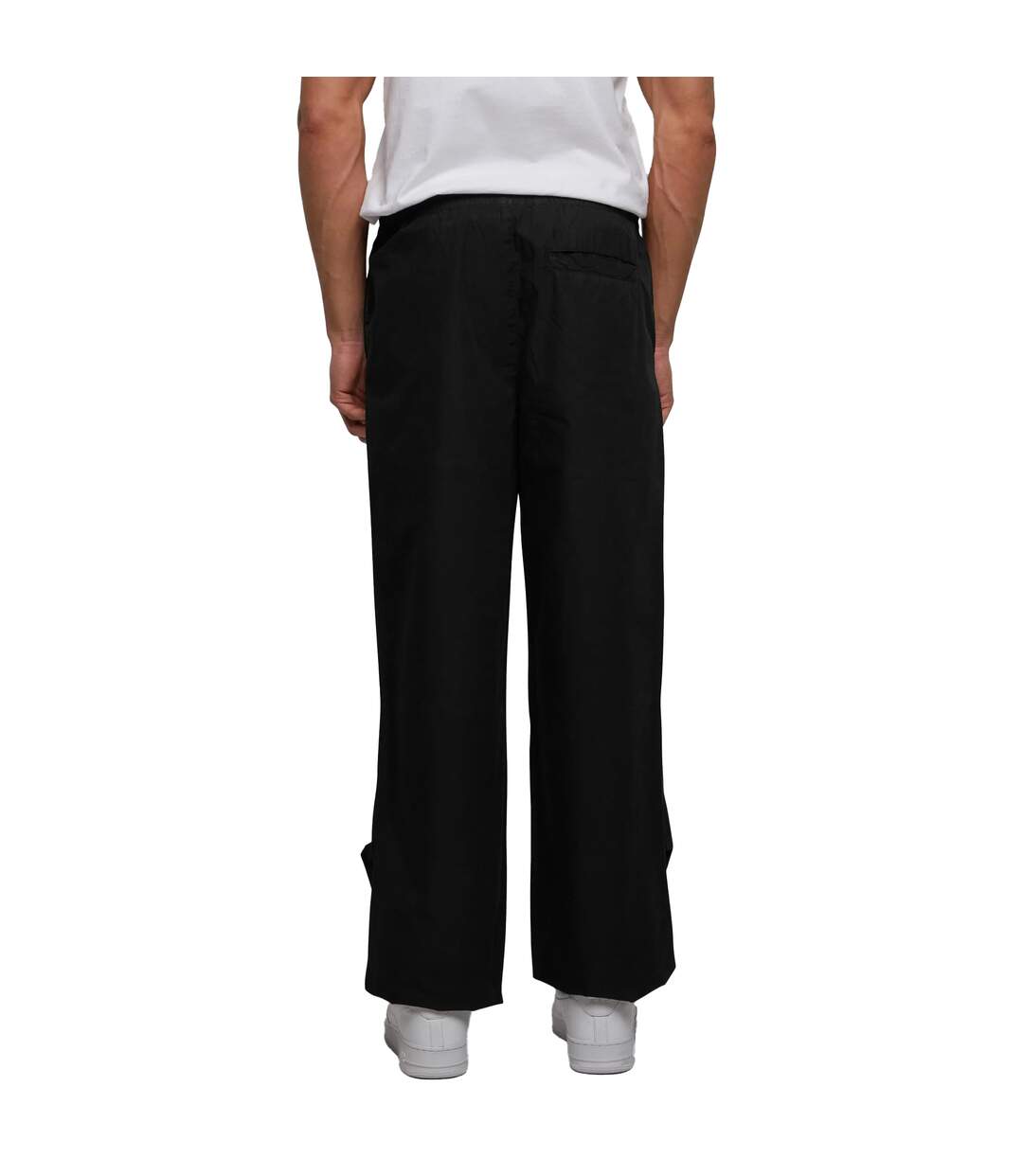 Mens Poplin Wide Trousers Black Urban Classics-2