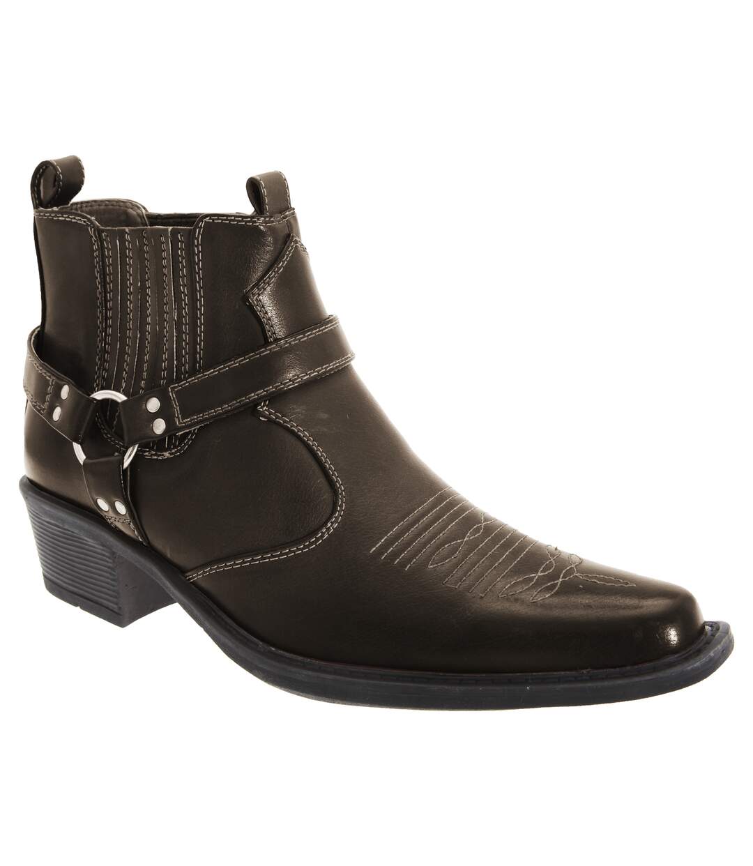US Brass Mens Eastwood Cowboy Ankle Boots (Dark Brown) - UTDF103-2