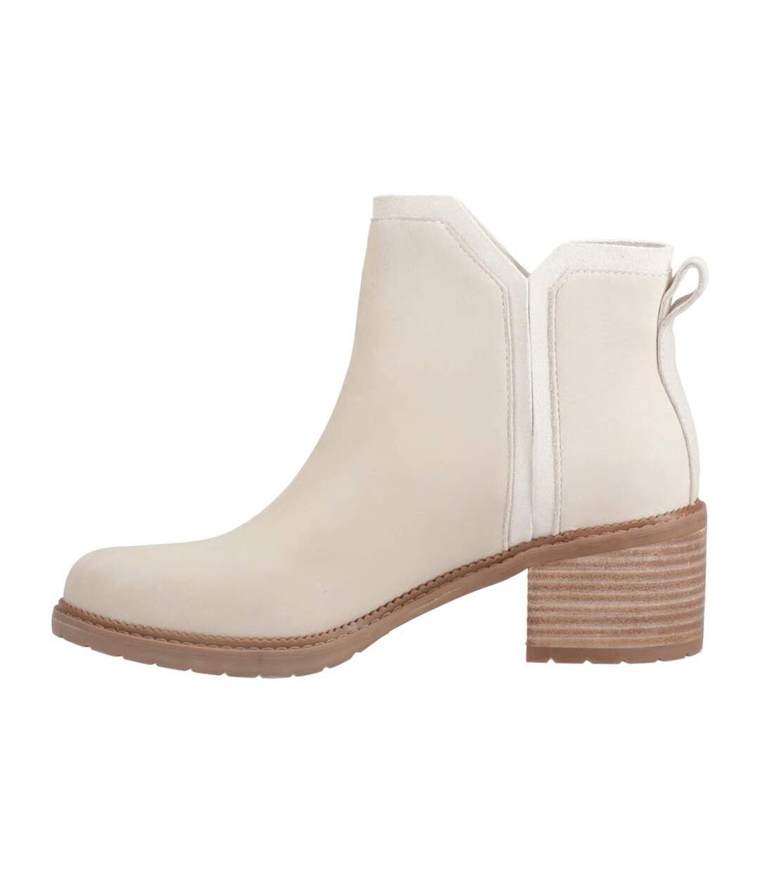 Womens/ladies Hailey Leather Ankle Boots Beige Toms-3