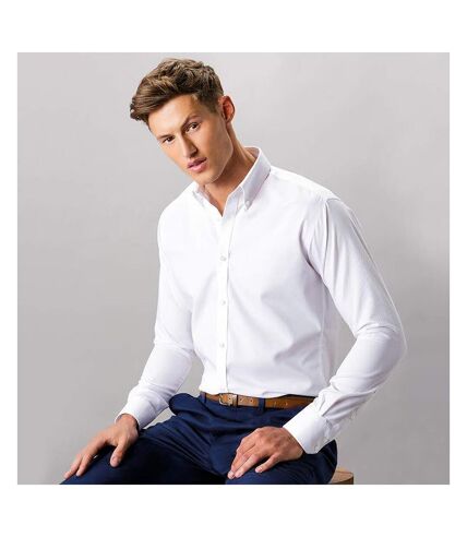 Kustom Kit Mens Long Sleeve Oxford Twill Shirt (White)