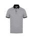 Front Row Unisex Adult Striped Jersey Polo Shirt (White/Navy)