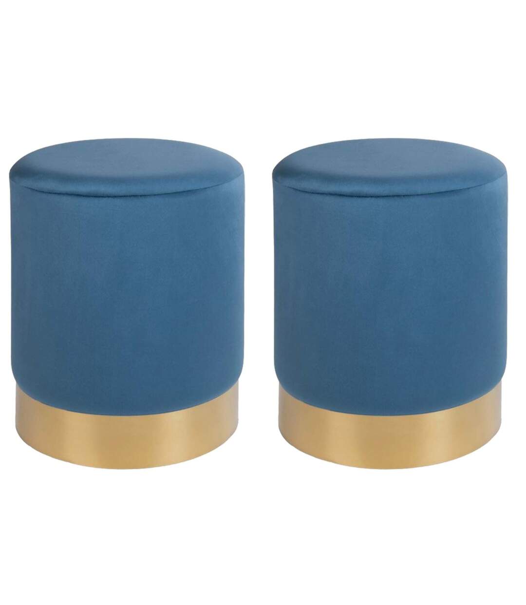 Pouf en velours et métal doré (Lot de 2)-1