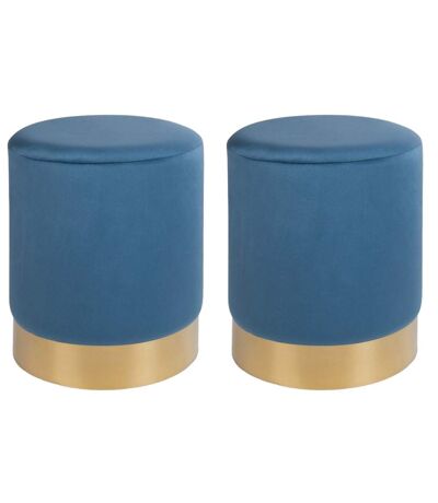 Pouf en velours et métal doré (Lot de 2)