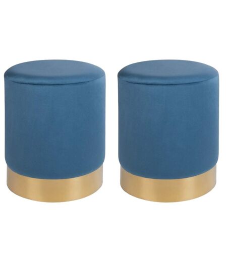 Pouf en velours et métal doré (Lot de 2)