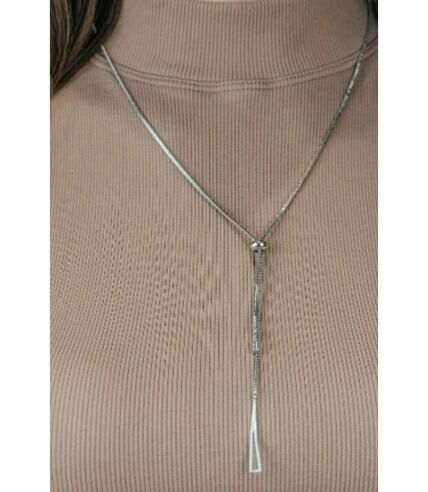 Two Triangle Geometric Drop Y Shape Interlock Long Cocktail Lariat Necklace