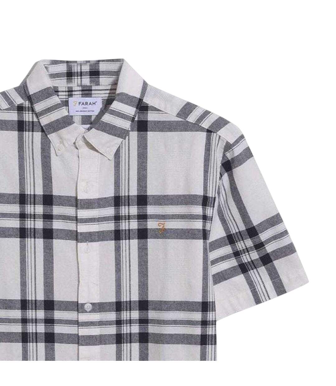 Chemise Motif/style À Carreaux Vifs Homme Écru Farah-3