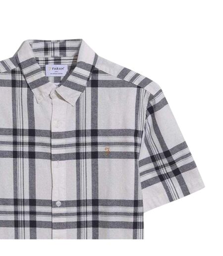 Chemise Motif/style À Carreaux Vifs Homme Écru Farah