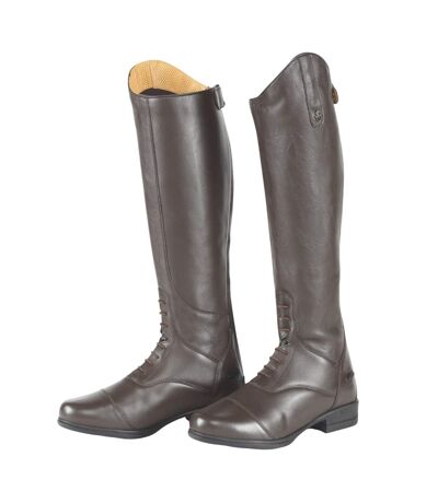 Womens/ladies Gianna Leather Long Riding Boots Brown Moretta