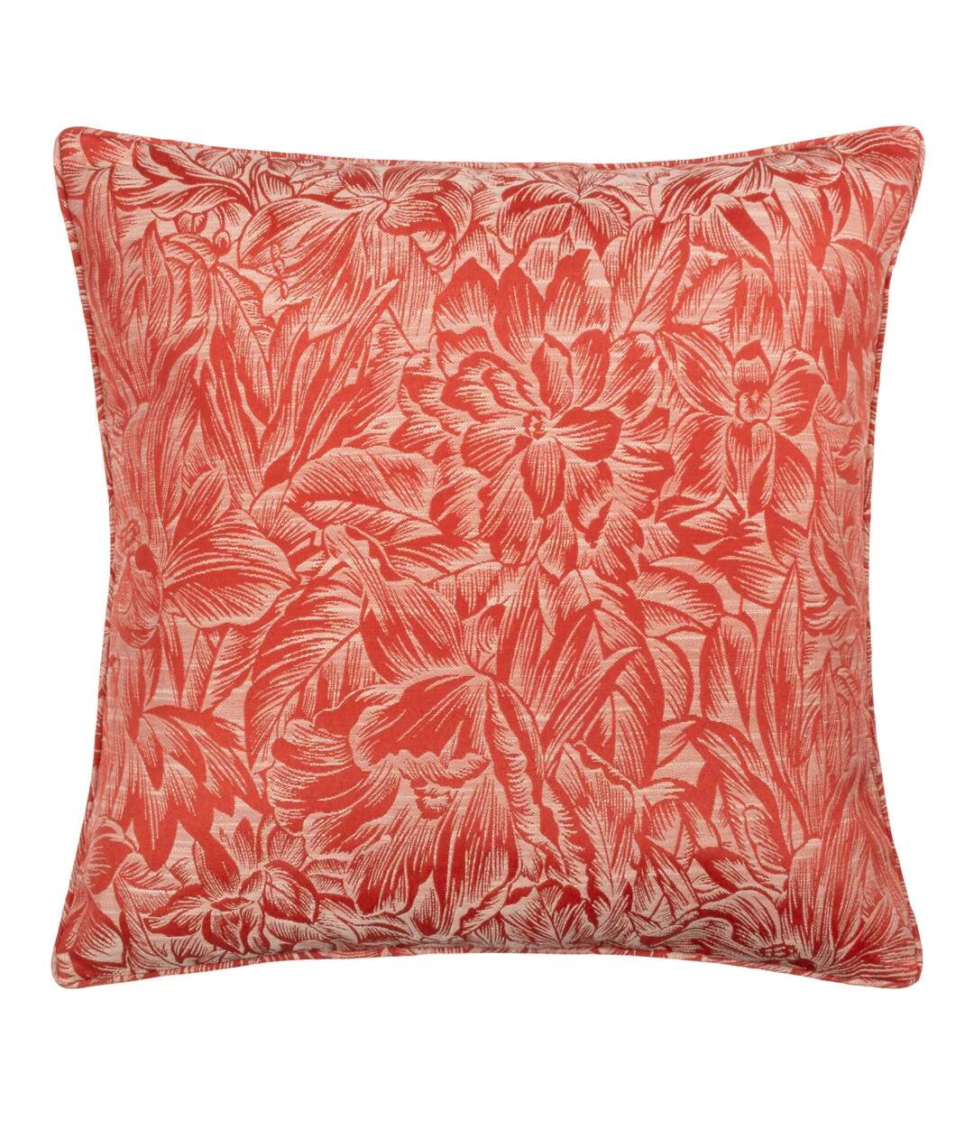 Nature grantley jacquard piped cushion cover 50cm x 50cm brick Wylder