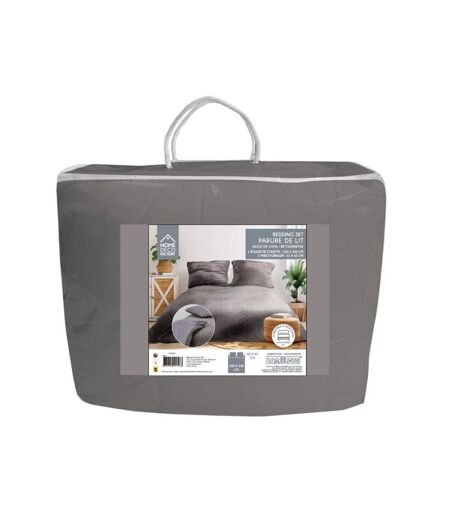 Parure de Lit 3 Pièces Douceur 240x220cm Gris