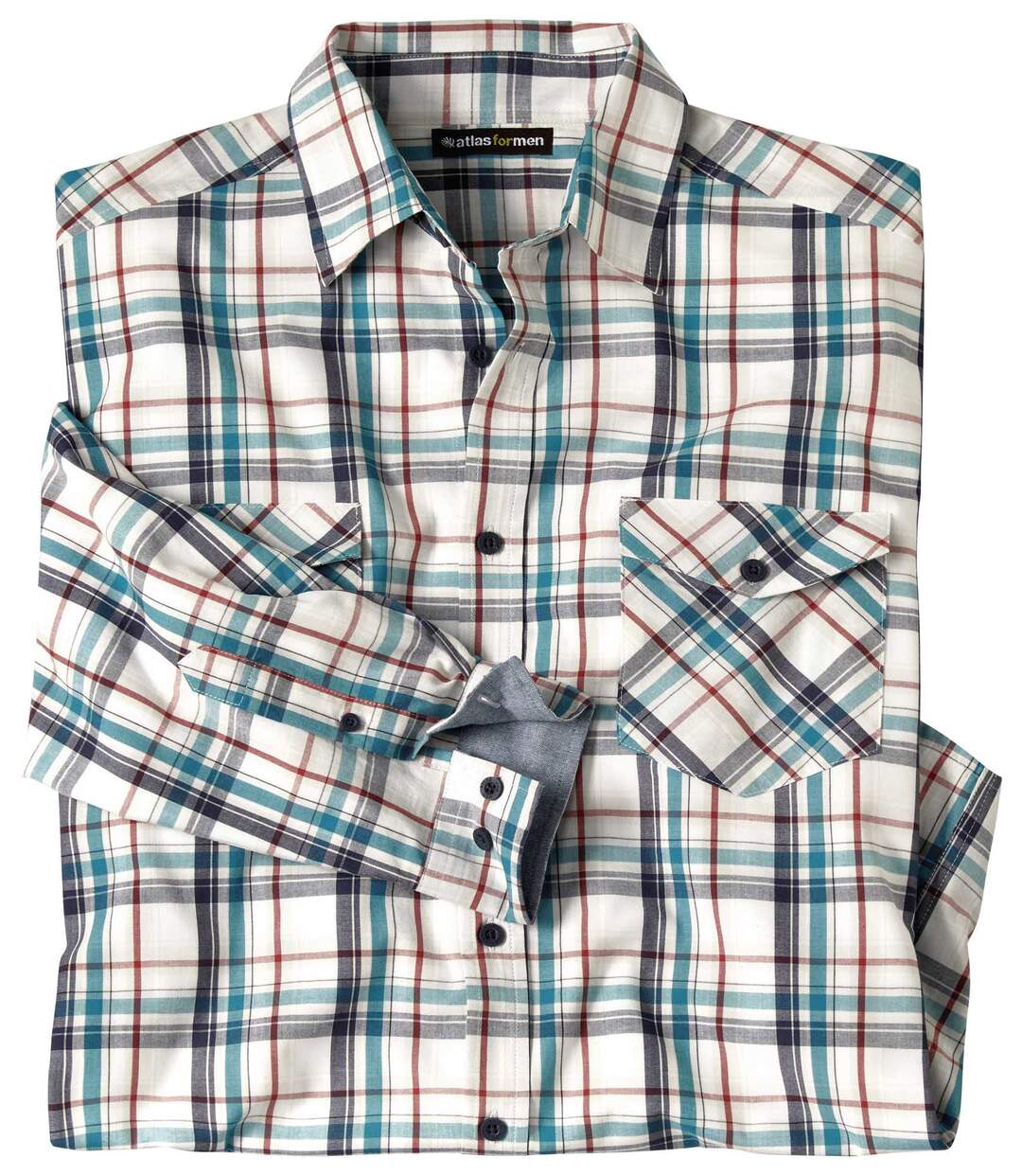 Men's Cream Checked Poplin Shirt Atlas For Men