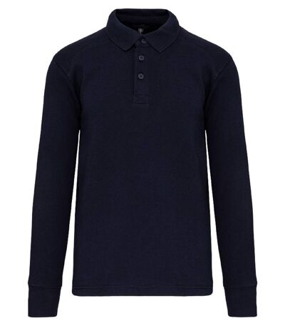 Sweat col polo manches longues - Homme - WK4000 - bleu marine