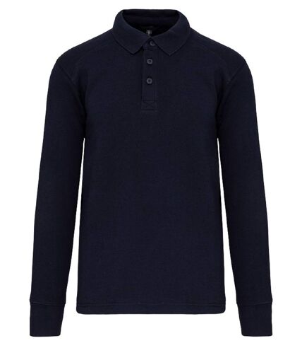 Sweat col polo manches longues - Homme - WK4000 - bleu marine