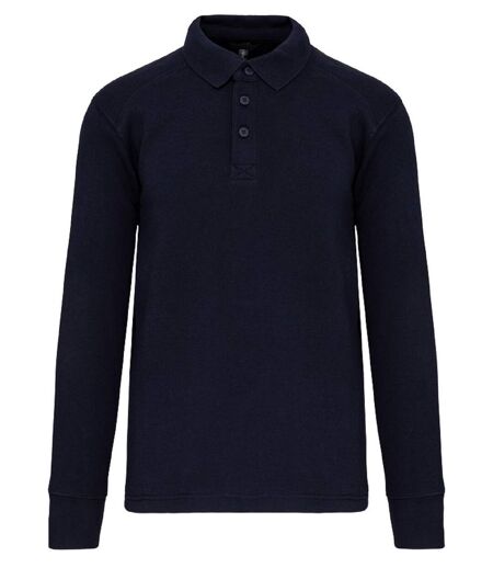 Sweat col polo manches longues - Homme - WK4000 - bleu marine