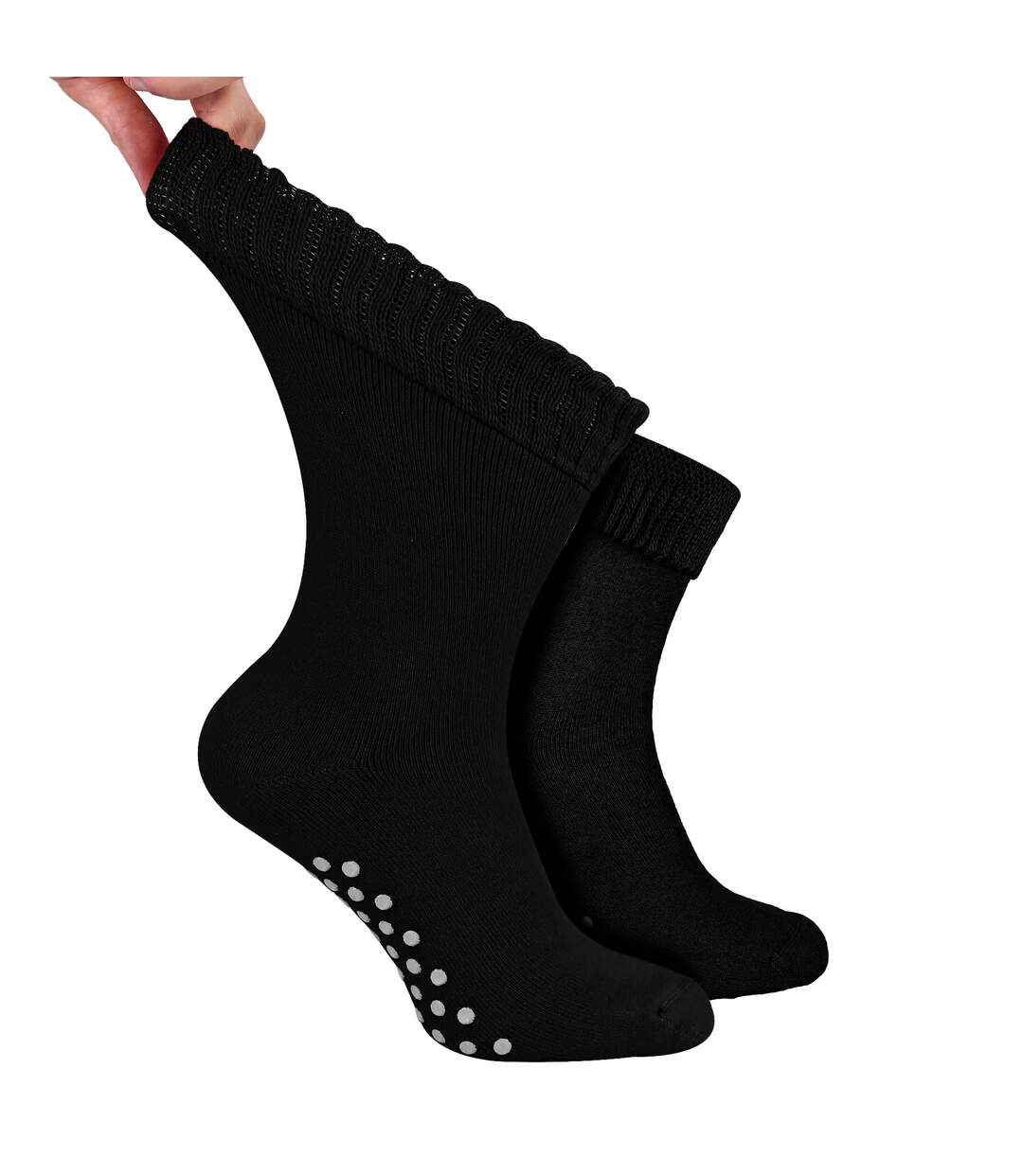 Mens Extra Wide Winter Bed Socks with Grips | Non Slip Thermal Sleep Socks-1