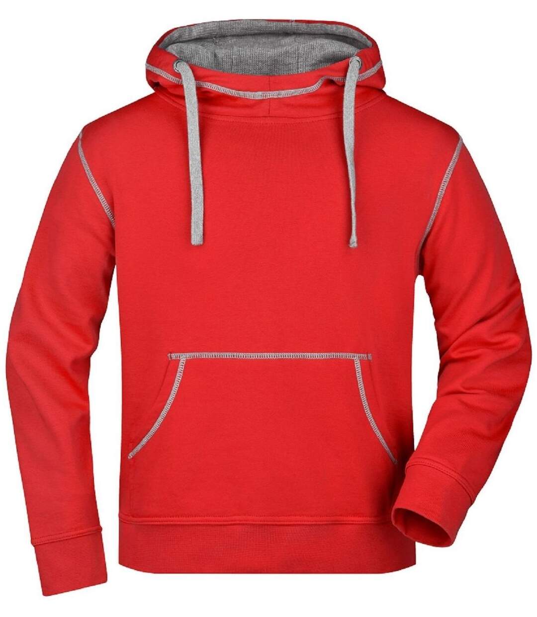 Sweat shirt à capuche homme - JN961 - rouge et gris-1