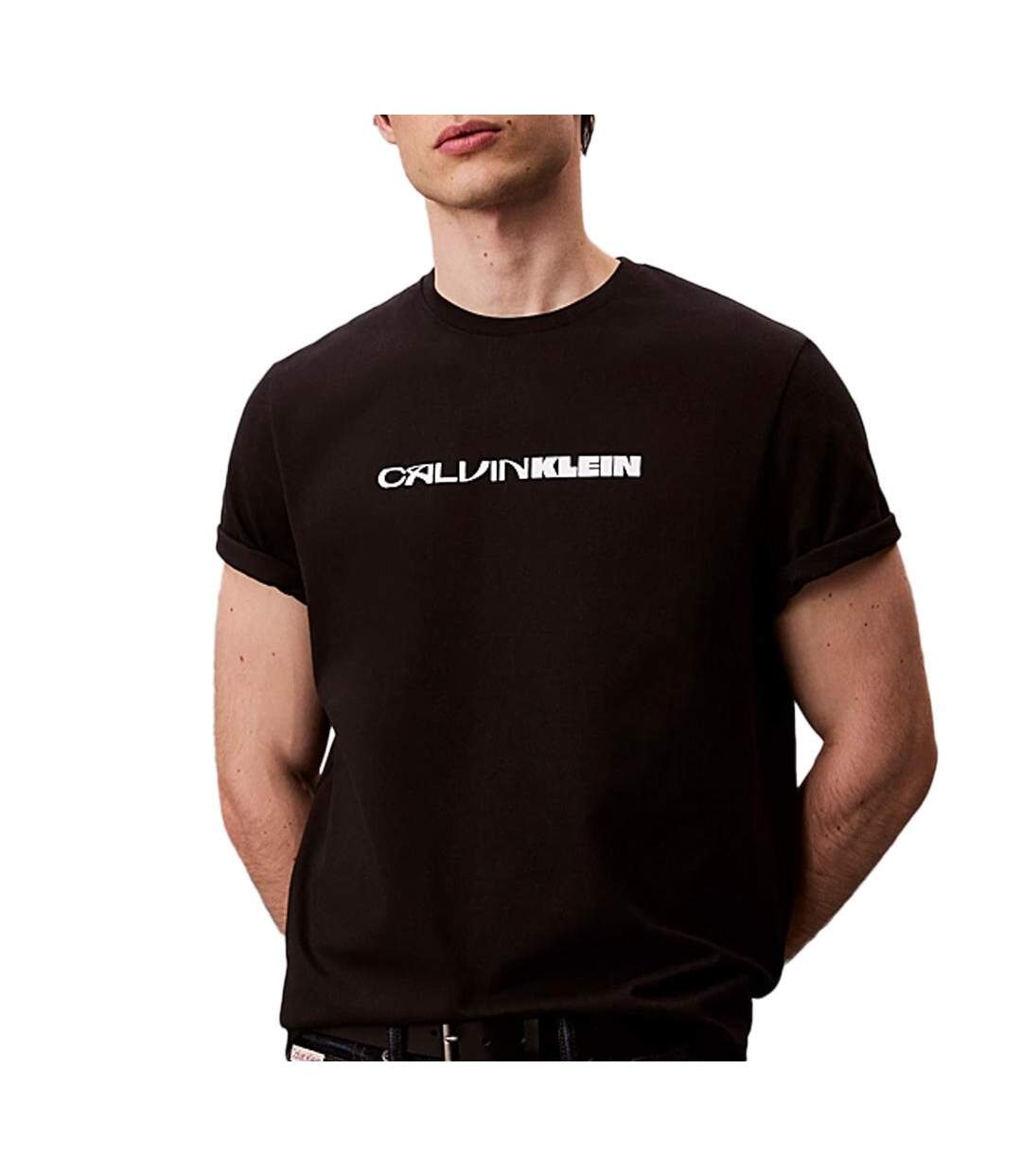 T-Shirt noir homme calvin klein jeans 20s  stack-1