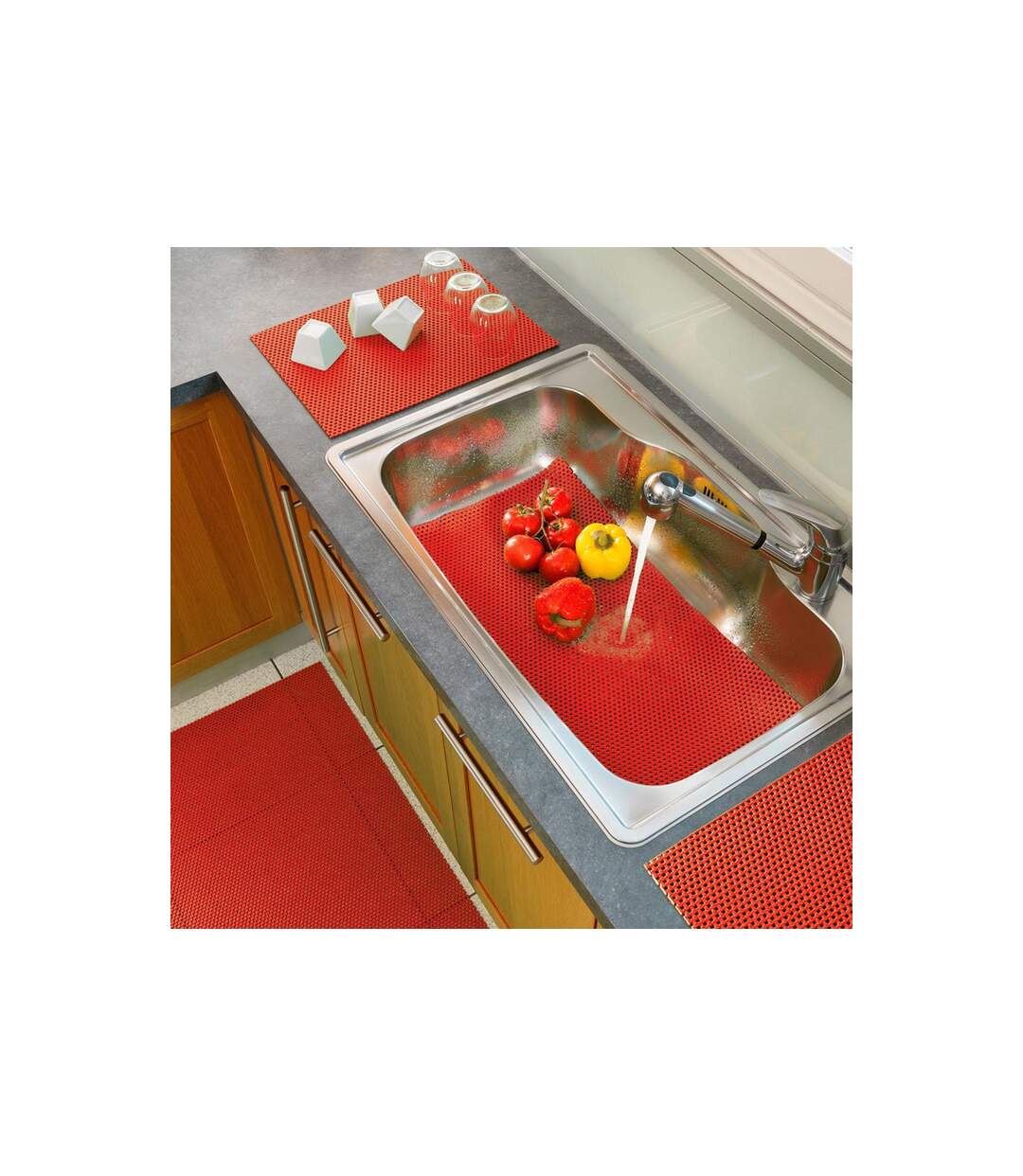 Tapis Multi-Usage en PVC Tubulo 32x43cm Rouge-1