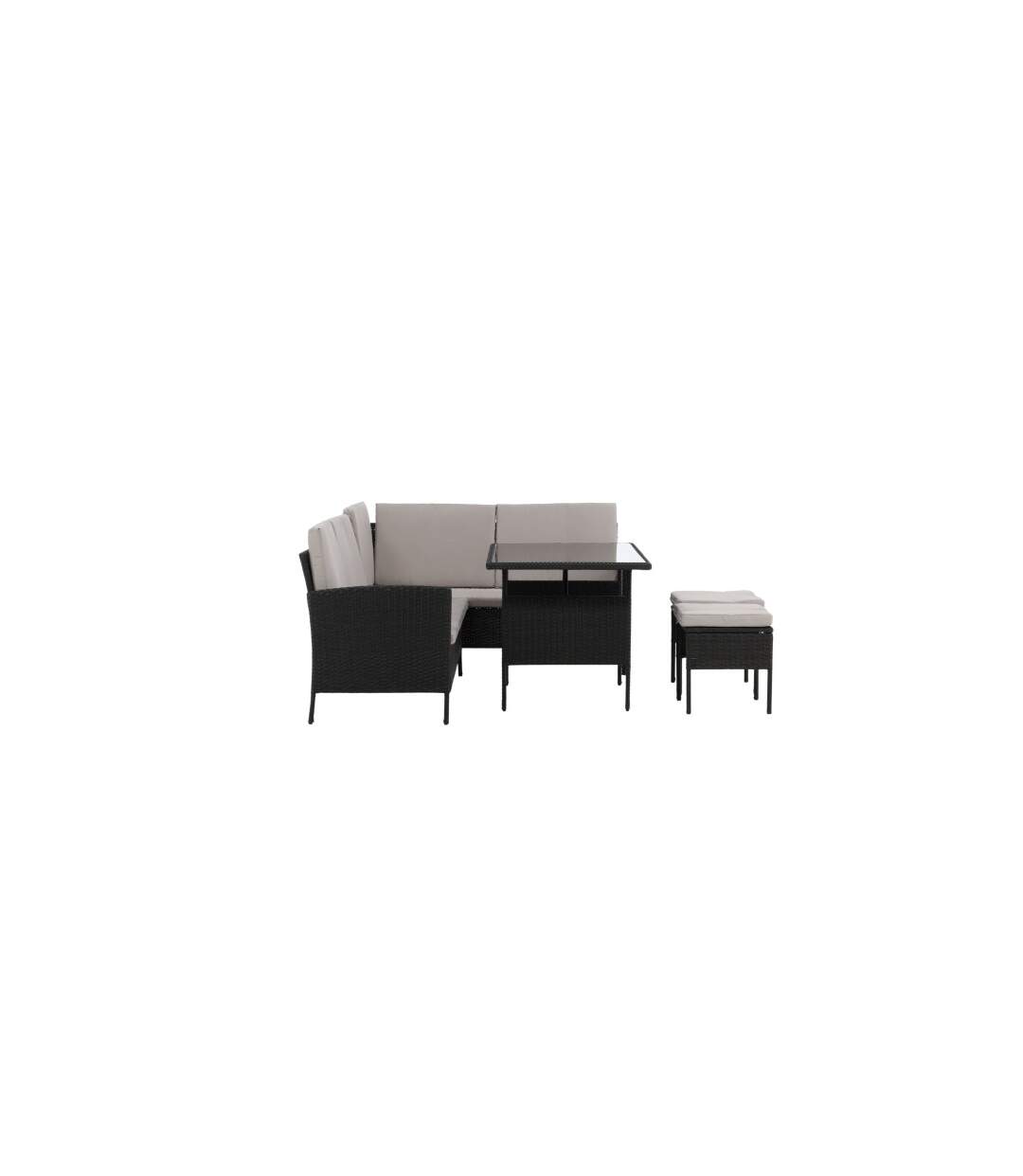 Salon d'Angle de Jardin Knock 145cm Noir & Gris-3