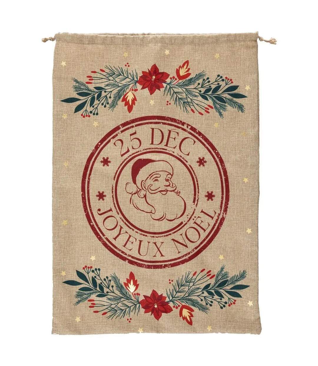 Hotte de Noël Imprimée Soir 70cm Beige & Rouge-1