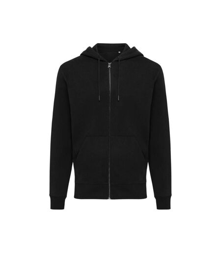 Unisex adult abisko recycled cotton full zip hoodie black Iqoniq
