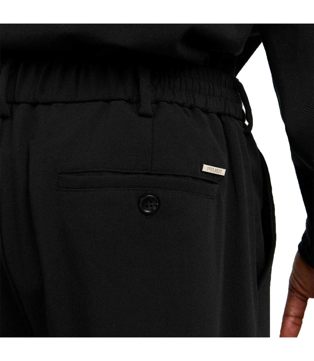 Mens Straight Leg Relaxed Fit Trousers Black Belier-3