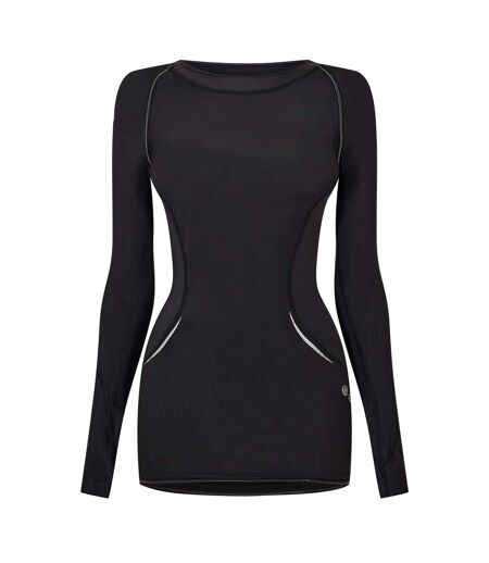 Womens/ladies A400 Long-sleeved Base Layer Top Black Skins