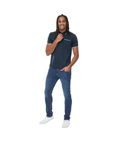 Mens D555 Oakley All-over Print Knitted Polo Shirt Navy Duke