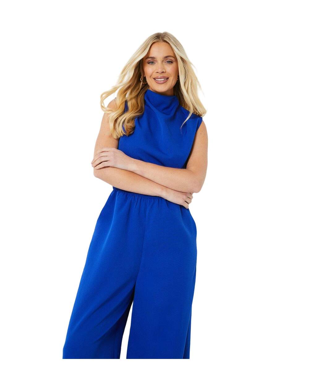 Womens/ladies Occasion Cowl Neck Petite Jumpsuit Cobalt Principles-3