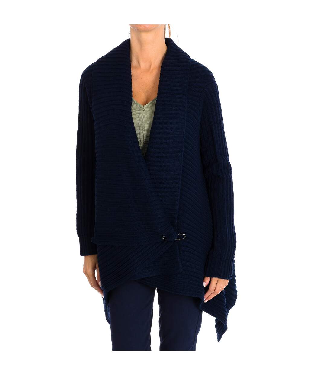 Knitted cardigan with safety pin closure 8515 women-1