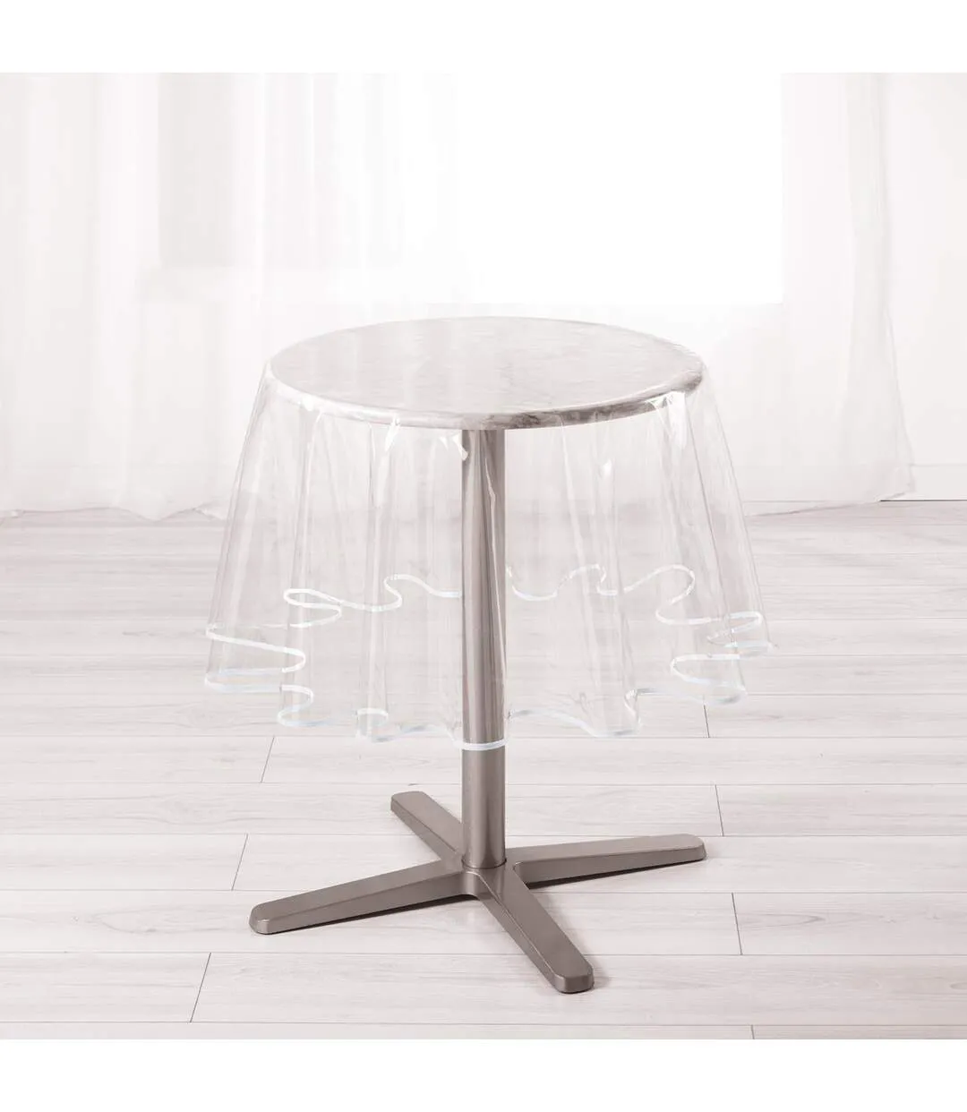 Nappe Ronde Cristal Garden 180cm Transparent & Blanc-1