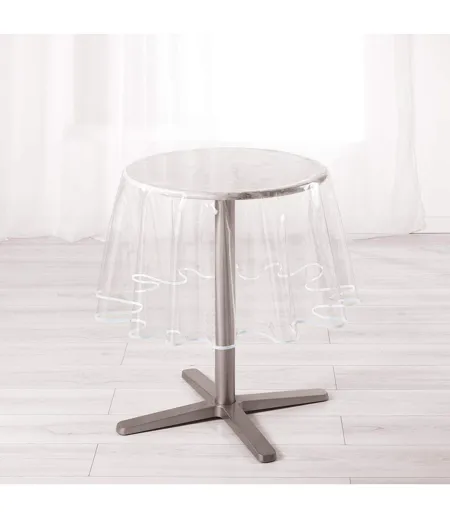 Nappe Ronde Cristal Garden 180cm Transparent & Blanc