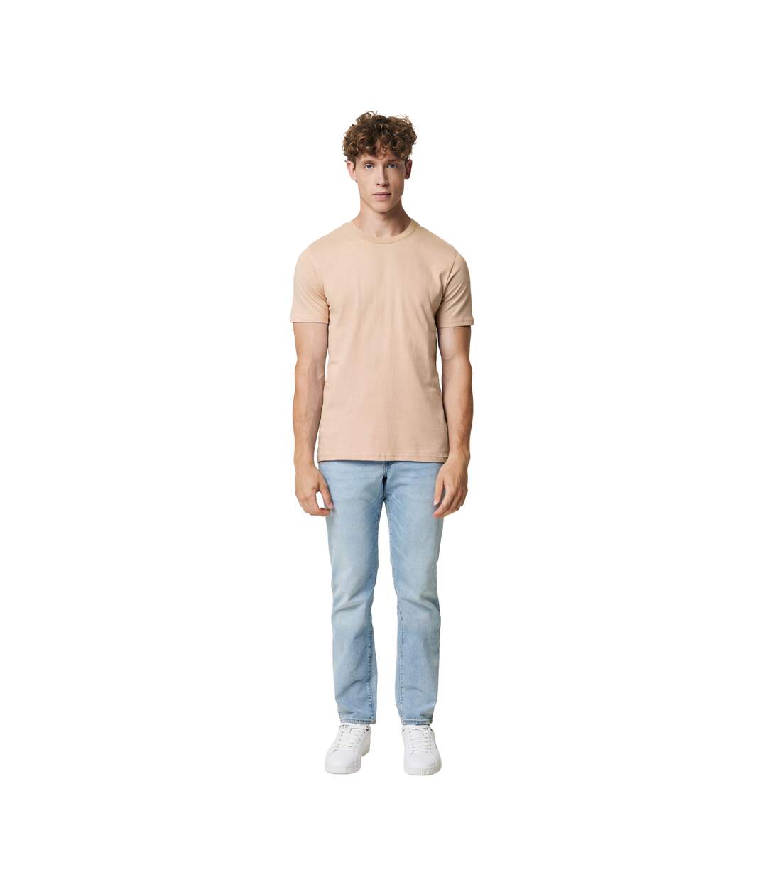 Unisex adult brett recycled cotton t-shirt peach nectar Iqoniq-3
