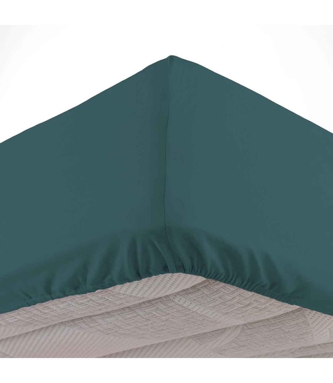 Drap Housse en Coton Linette 160x200cm Pétrole-1