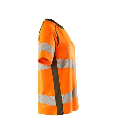 T-shirt Accelerate Safe Femme Orange Fluo Vert Kaki Foncé Mascot