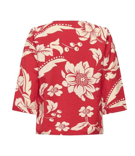 Blouse rouge/beige femme jdy troya