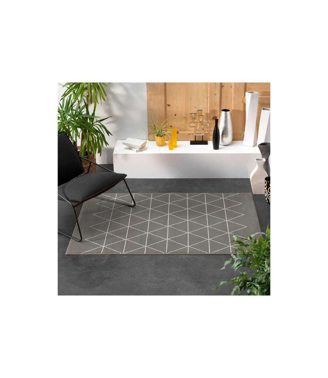 Tapis Tissé Imprimé Yvo 160x230cm Gris-3