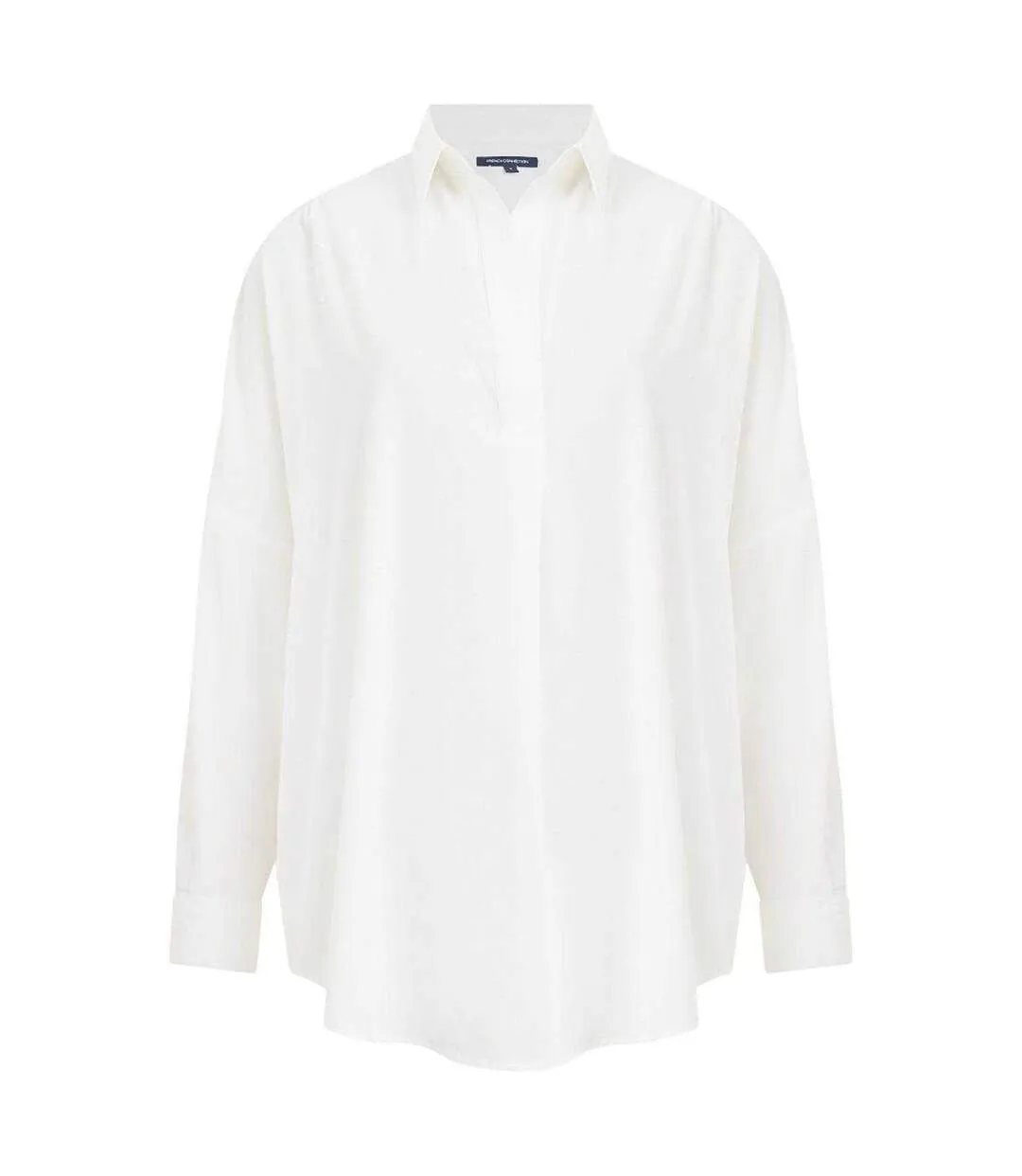 Womens/ladies Popover Crepe Recycled Shirt Winter White French Connection-2