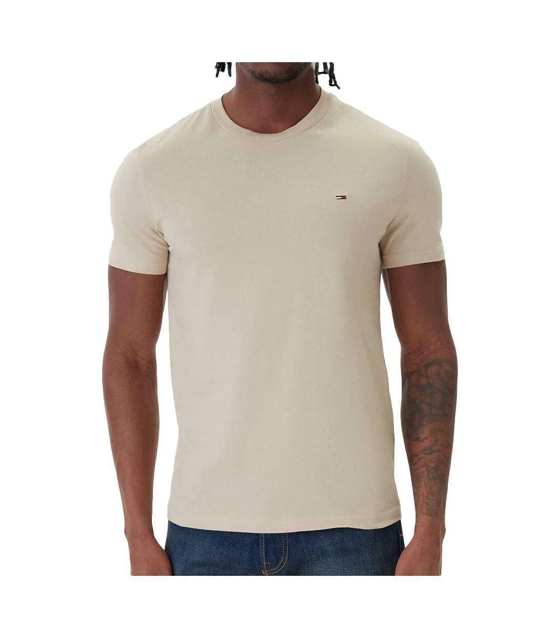 Lot de 2 t-shirt beige/blanche homme tommy hilfiger dm0dm20687-2