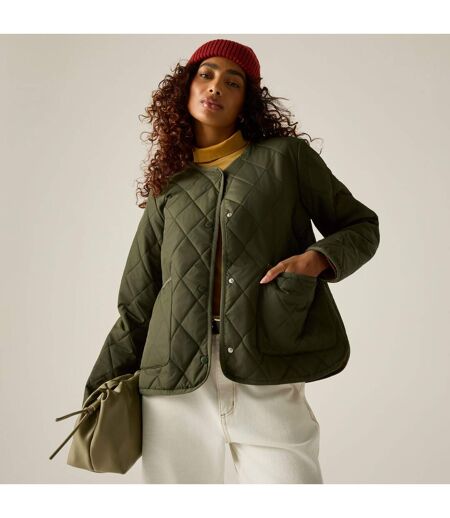 Womens/ladies Maia Quilted Padded Jacket Dark Khaki Wood Brown Regatta