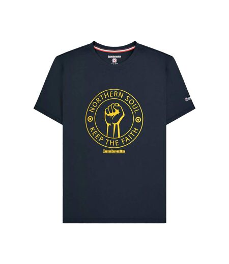 T-shirt Northern Soul Homme Bleu Marine Jaune Or Lambretta