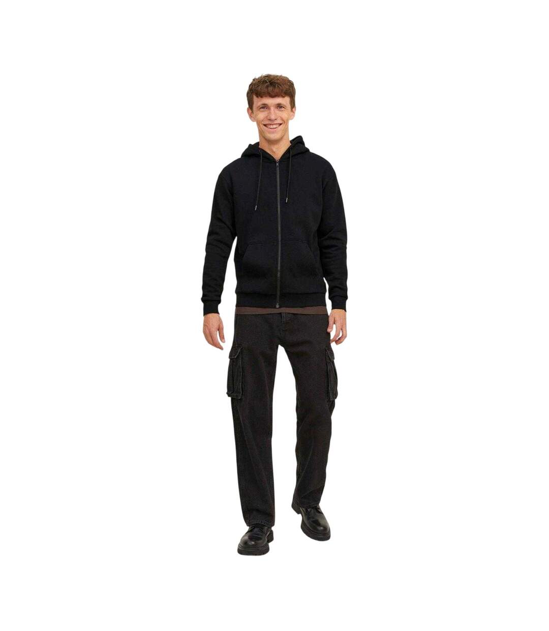 Mens Bradley Full Zip Hoodie Black Jack And Jones-4