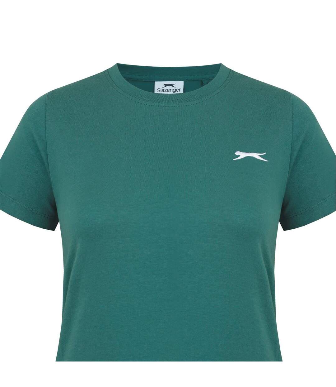 Womens/ladies Plain Crew Neck Fitted T-shirt Forest Green Slazenger-4