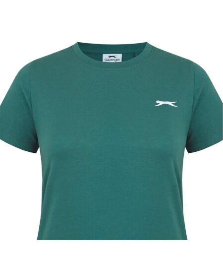 Womens/ladies Plain Crew Neck Fitted T-shirt Forest Green Slazenger