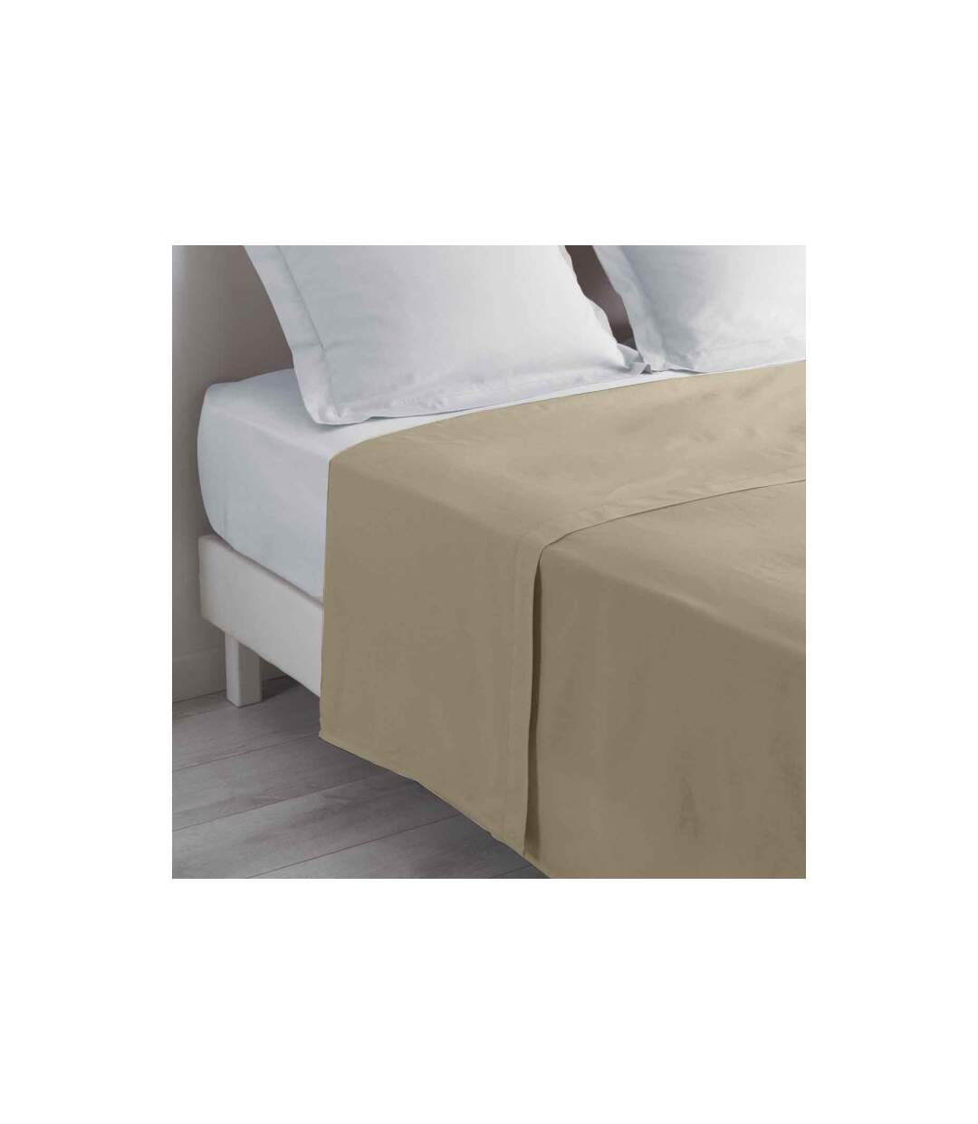 Drap Plat en Coton Biolina 240x300cm Taupe-1