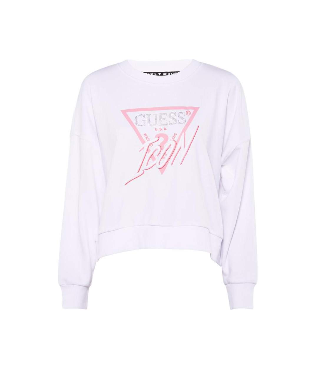 Sweat Blanc/Rose Femme Guess Icon - L