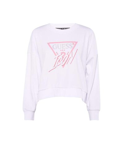 Sweat Blanc/Rose Femme Guess Icon - L