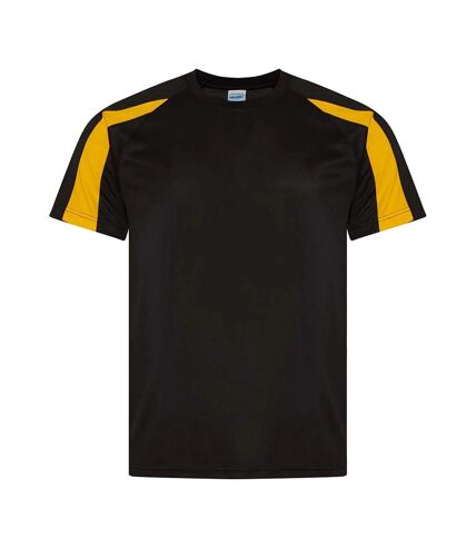 AWDis Cool Mens Contrast Moisture Wicking T-Shirt (Jet Black/Gold)