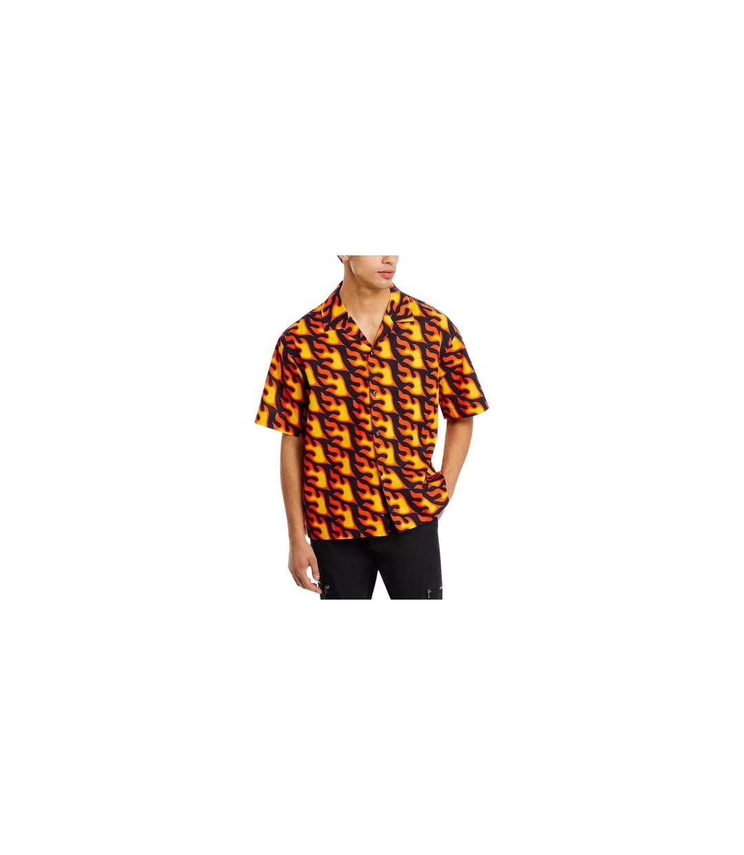 Chemise Motif/style Feu Homme Noir Jaune Hugo-1